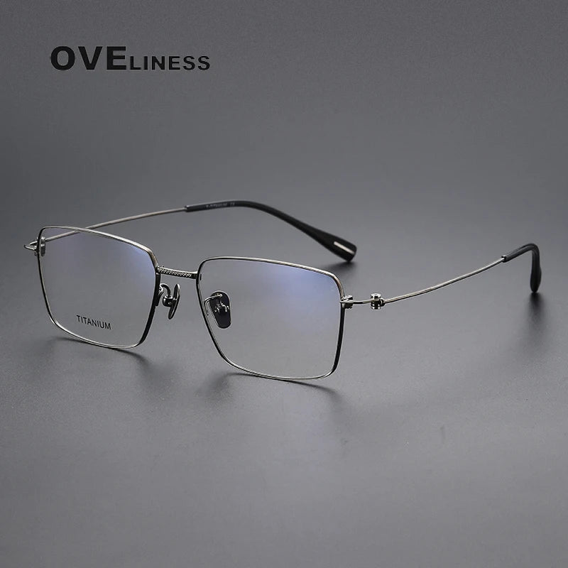 Oveliness Men's Full Rim Square Titanium Eyeglasses 80912 Full Rim Oveliness gun  