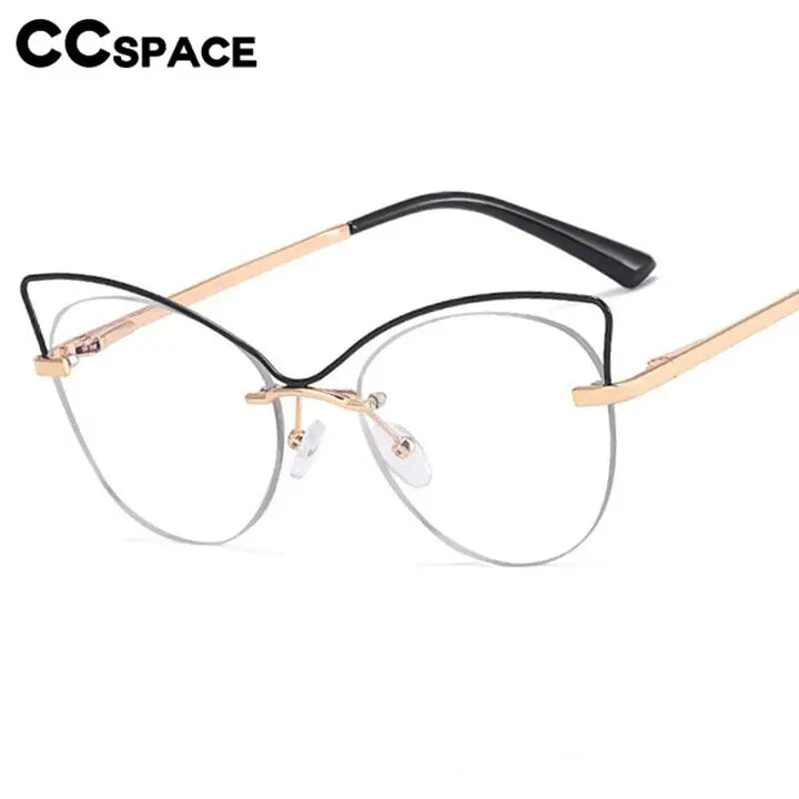 CCspace Women's Semi Rim Cat Eye Alloy Eyeglasses 57026 Semi Rim CCspace