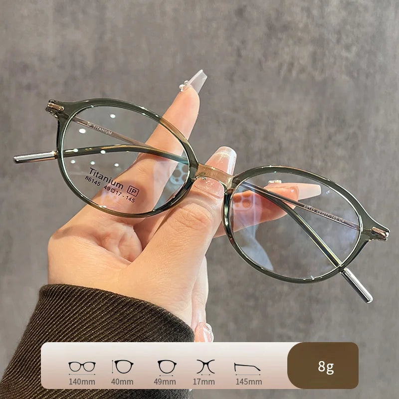 Xbora Unisex Full Rim Oval Round Acetate Titanium Eyeglasses 86145