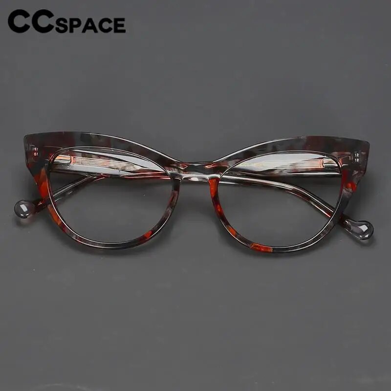 CCspace Unisex Full Rim Cat Eye Acetate Eyeglasses 57008 Full Rim CCspace