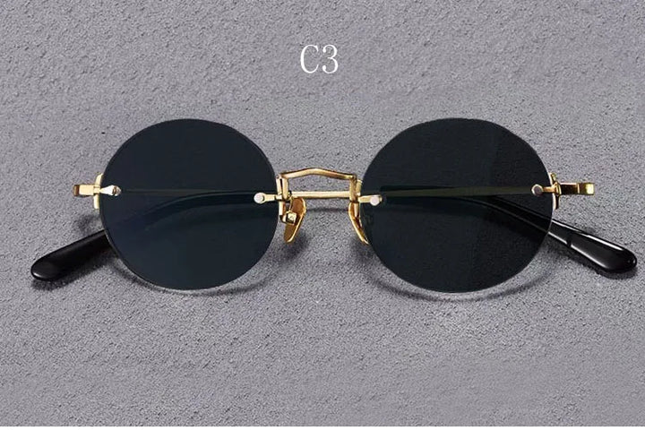 Yujo Men's Rimless Round Oval Titanium UV400 Sunglasses Y4346 Sunglasses Yujo C3 CHINA