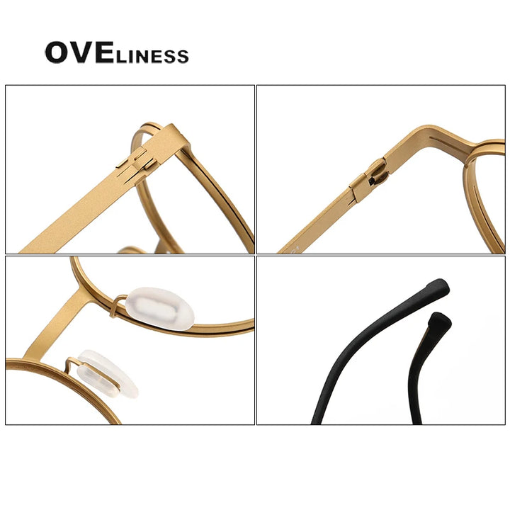 Oveliness Unisex Full Rim Round Screwless Titanium Eyeglasses 80994 Full Rim Oveliness