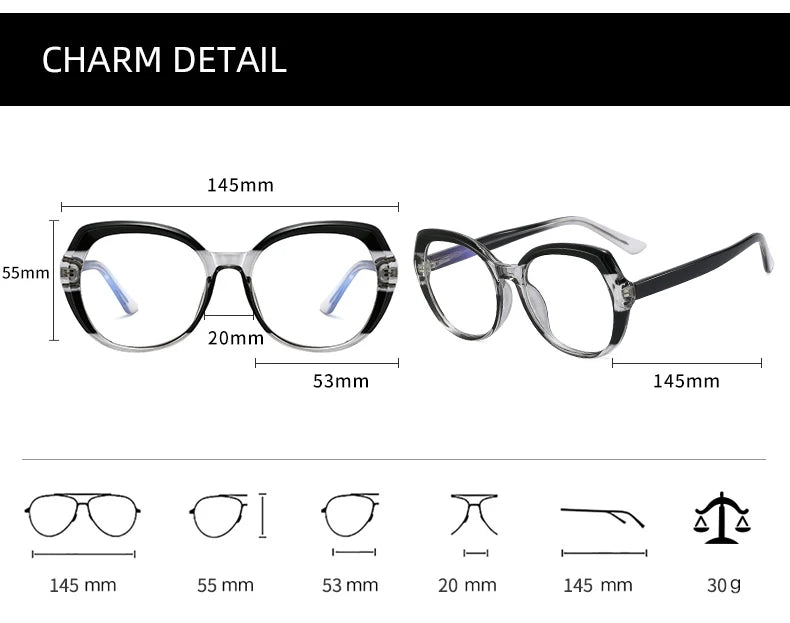 Handoer Women's Full Rim Oval Square Tr 90 Alloy Eyeglasses 795930