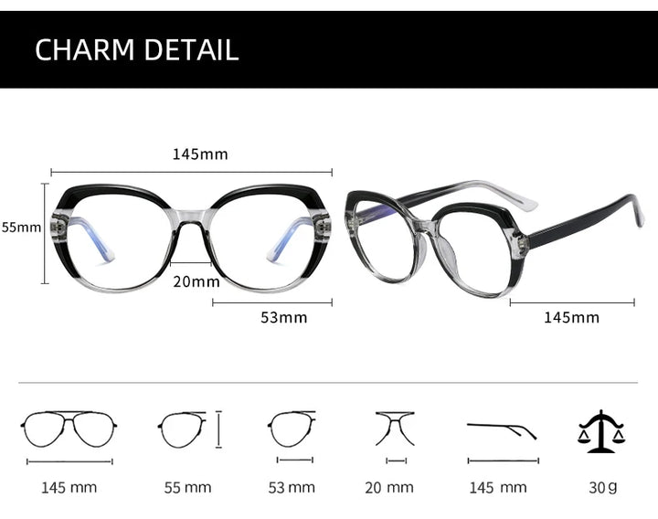 Handoer Women's Full Rim Oval Square Tr 90 Alloy Eyeglasses 795930