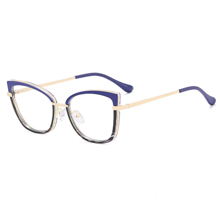 CCspace Women's Full RIm Square Tr 90 Titanium Eyeglasses 56966 Full Rim CCspace C8Blue