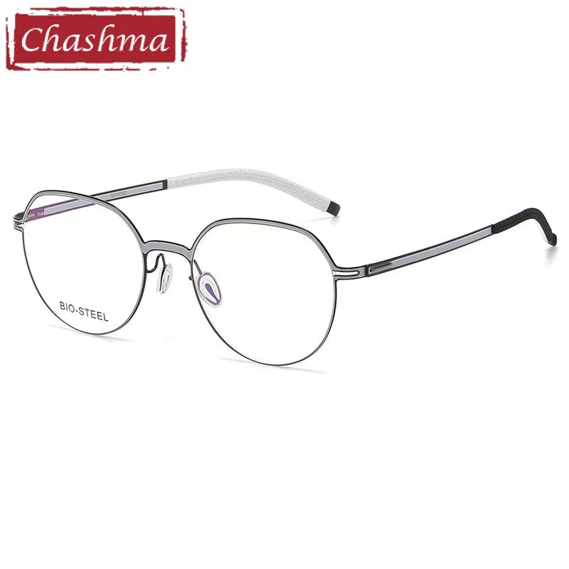 Chashma Ottica Unisex Full Rim Flat Top Round Titanium Eyeglasses 460 Full Rim Chashma Ottica