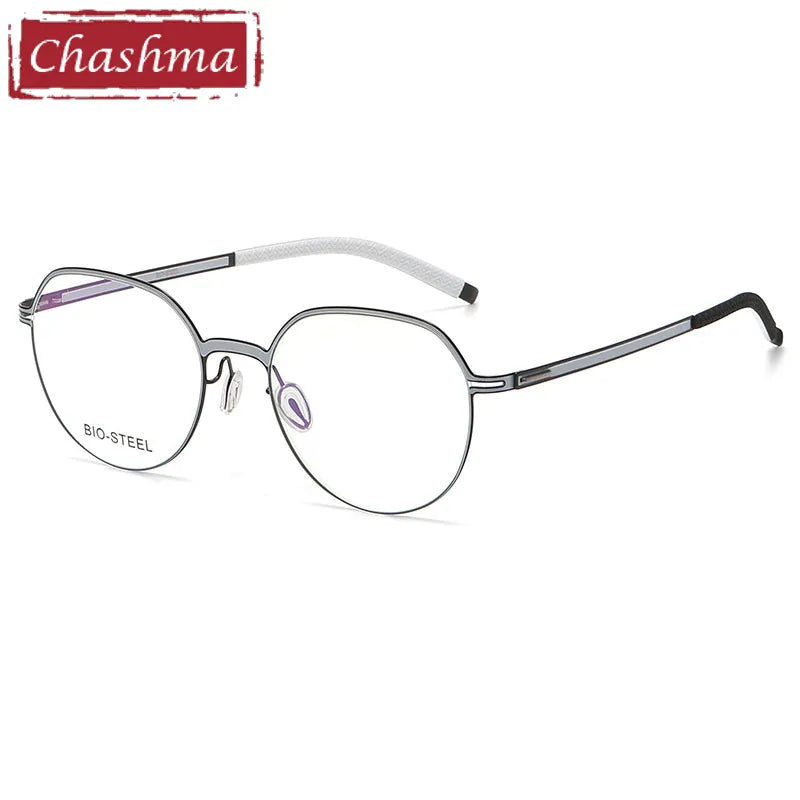 Chashma Ottica Unisex Full Rim Flat Top Round Titanium Eyeglasses 460 Full Rim Chashma Ottica   