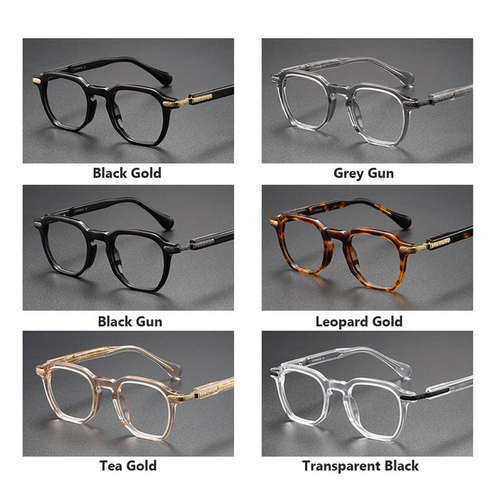 Oveliness Unisex Full Rim Square Acetate Titanium Eyeglasses 80855 Full Rim Oveliness
