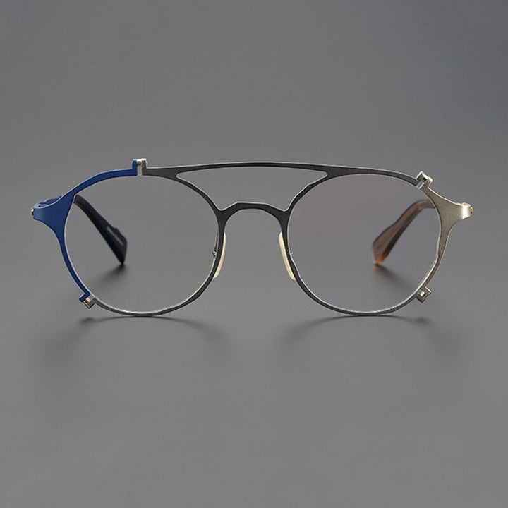 Gatenac Unisex Full Rim Round Double Bridge Titanium Eyeglasses Gxyj1026 Full Rim Gatenac