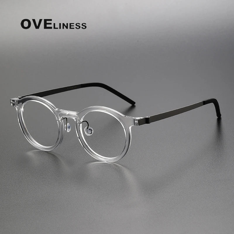 Oveliness Unisex Full Rim Round Acetate Titanium Eyeglasses 1846 Full Rim Oveliness   