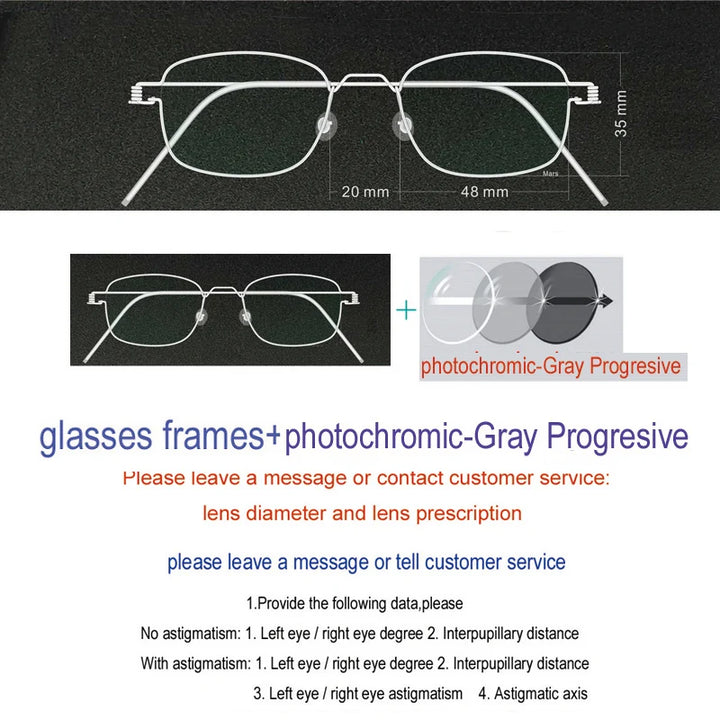 Yujo Unisex Full Rim Oval Square Screwless Steel Eyeglasses 61425