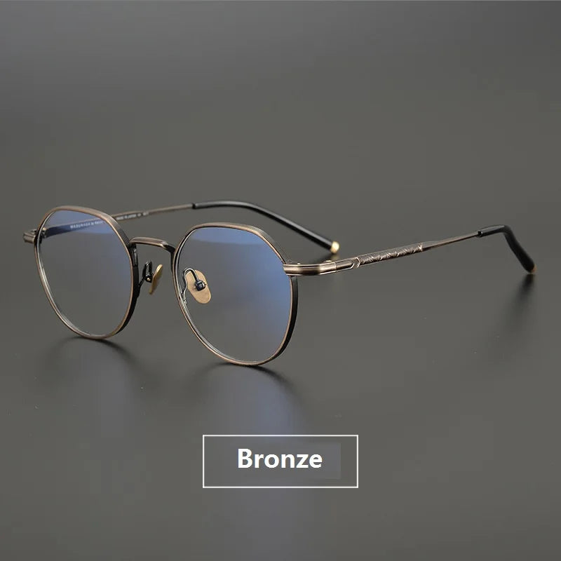 Aimee Unisex Full Rim Round Polygon Titanium Eyeglasses 5342 Full Rim Aimee Bronze