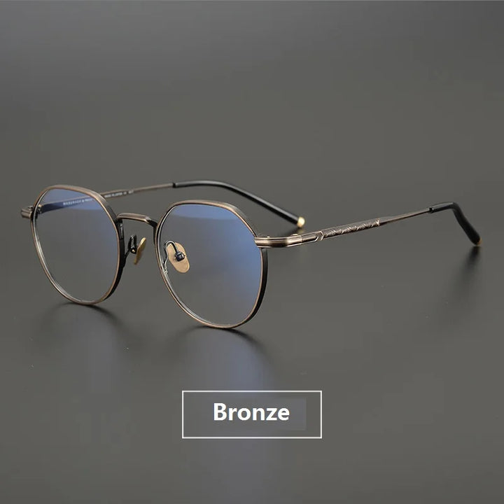 Aimee Unisex Full Rim Round Polygon Titanium Eyeglasses 5342 Full Rim Aimee Bronze