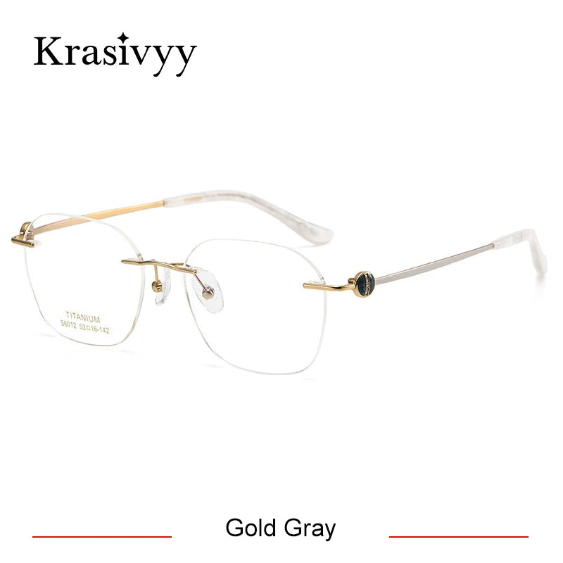 Krasivyy Women's Rimless Polygon Square Titanium Eyeglasses 86012