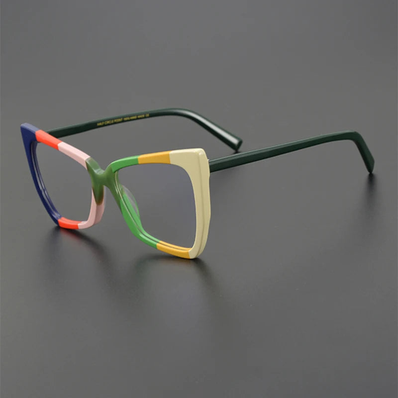 Nobler Unisex Full Rim Irregular Cat Eye Acetate Eyeglasses 19335 Full Rim Nobler C2