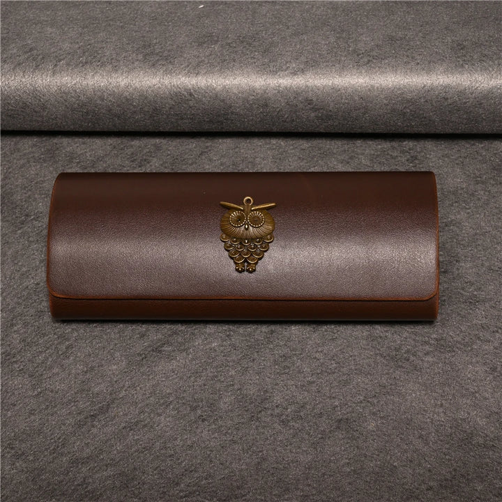Cubojue Unisex Brown PU Leather Eyeglass Case Assorted Designs 1638 Case Cubojue Case big case owl