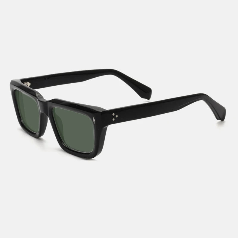 Gatenac Unisex Full Rim Square Polarized Acetate Sunglasses Mo13 Sunglasses Gatenac Black Green