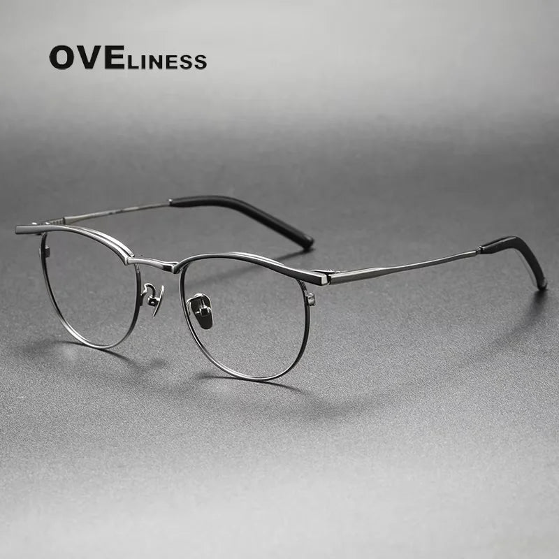 Oveliness Women's Full Rim Square Acetate Titanium Eyeglasses 71550 Full Rim Oveliness black gun