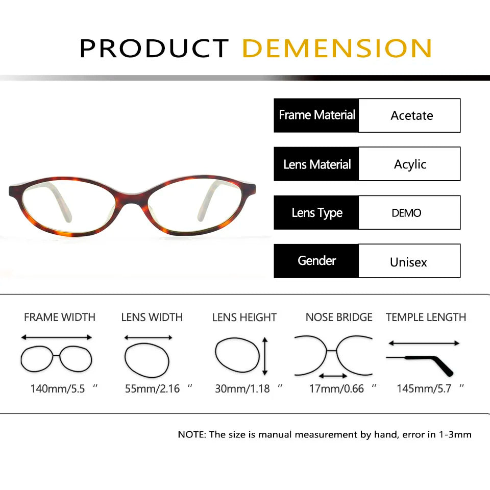 Esnbie Unisex Full Rim Oval Rectangle Acetate Eyeglasses 424078