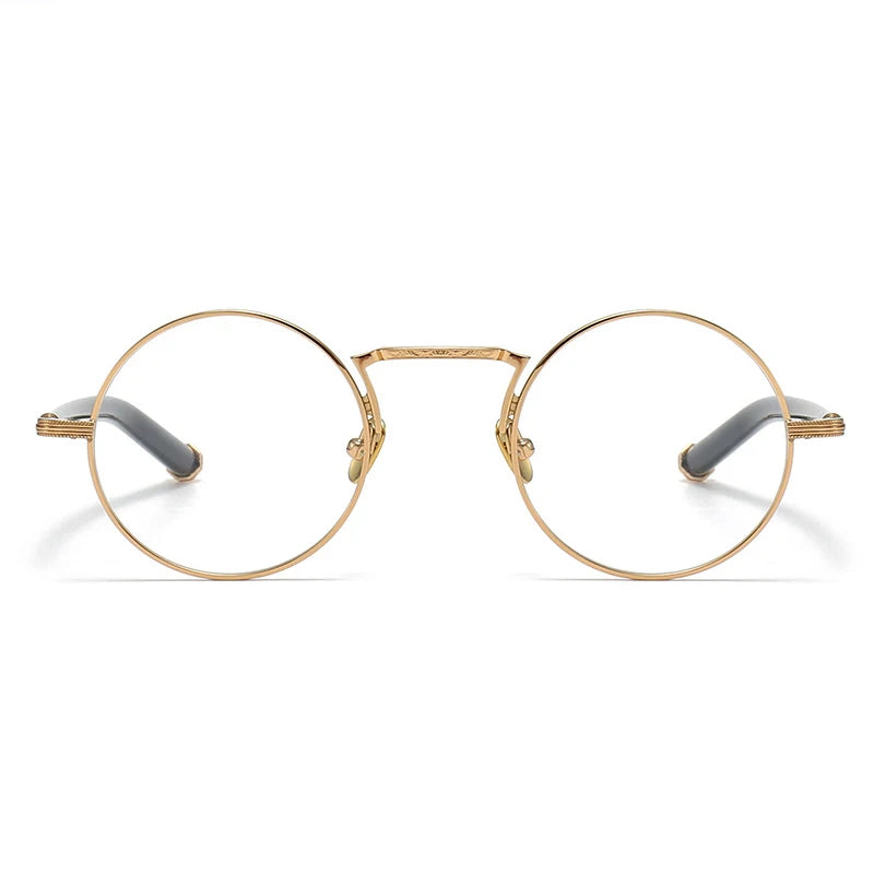 Black Mask Unisex Full Rim Round Titanium Eyeglasses 3119m Full Rim Black Mask