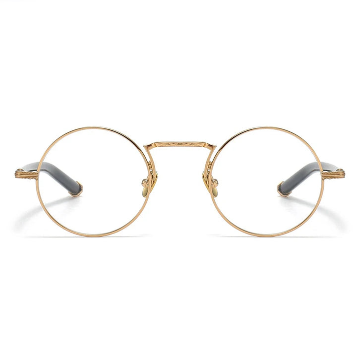 Black Mask Unisex Full Rim Round Titanium Eyeglasses 3119m Full Rim Black Mask