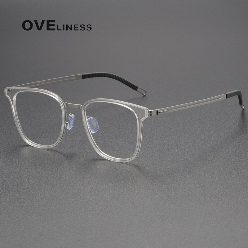 Oveliness Unisex Full Rim Square Titanium Eyeglasses 8202301 Full Rim Oveliness transparent