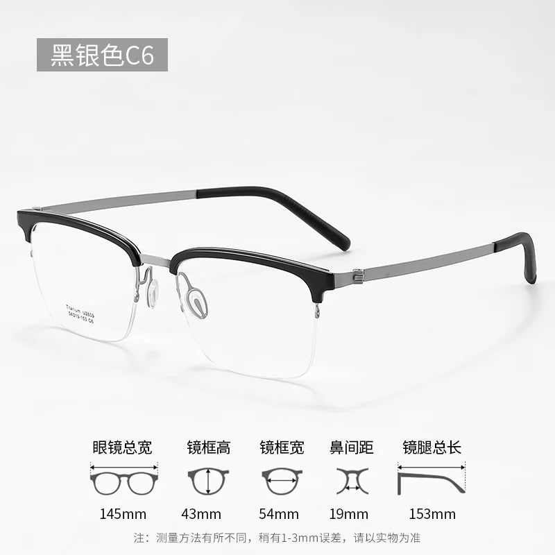 Reven Jate Unisex Semi Rim Square Titanium Eyeglasses 2609 Semi Rim Reven Jate C9
