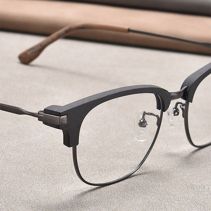Hdcrafter Men's Full Rim Square Wood Eyeglasses GA00345 Full Rim Hdcrafter Eyeglasses