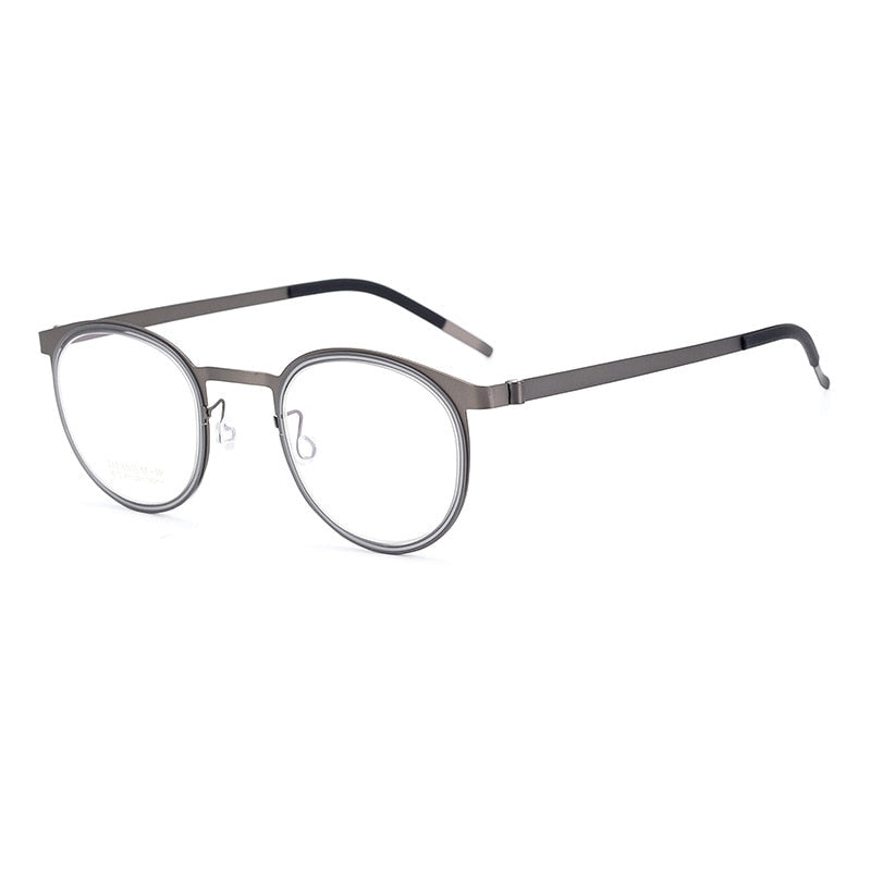 Bclear Unisex Full Rim Round Titanium Eyeglasses My9915 Full Rim Bclear