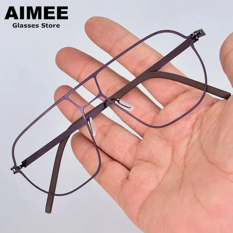 Aimee Unisex Full Rim Double Bridge Square Steel Eyeglasses14616