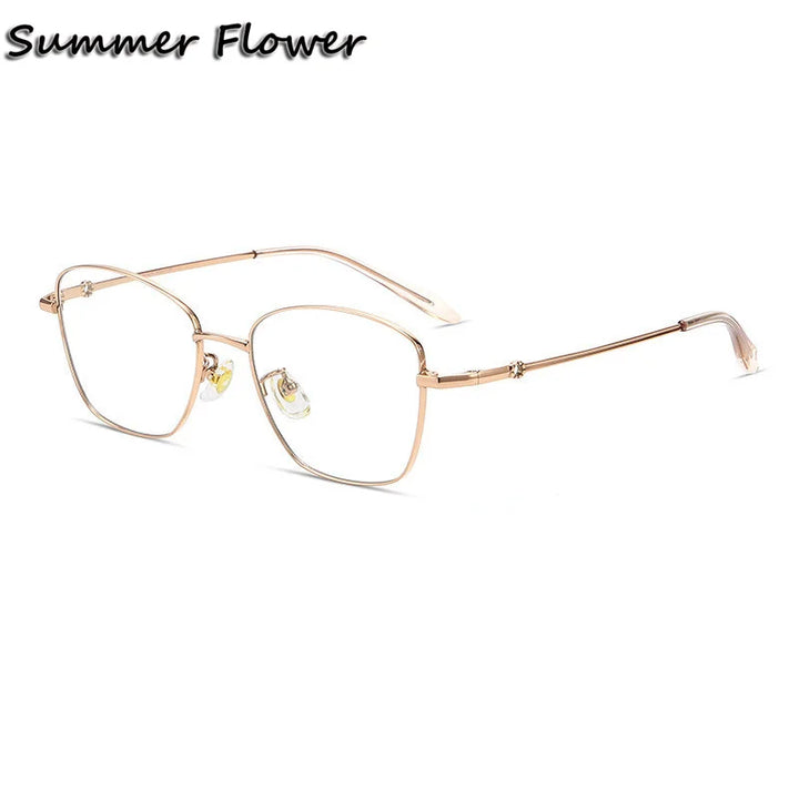 Summer Flower Women's Full Rim Polygon Cat Eye Titanium Eyeglasses 70703