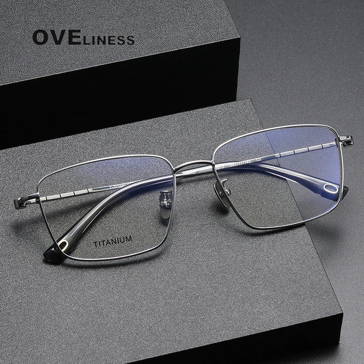 Oveliness Men's Full Rim Square Titanium Eyeglasses 80910 Full Rim Oveliness