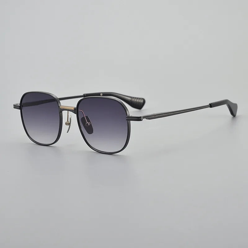 Black Mask Unisex Full Rim Square Titanium Polarized Sunglasses 151dt Sunglasses Black Mask Gun Gray-Gradient As Shown