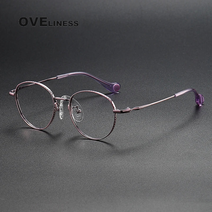 Oveliness Unisex Full Rim Round Titanium Eyeglasses 80950 Full Rim Oveliness purple
