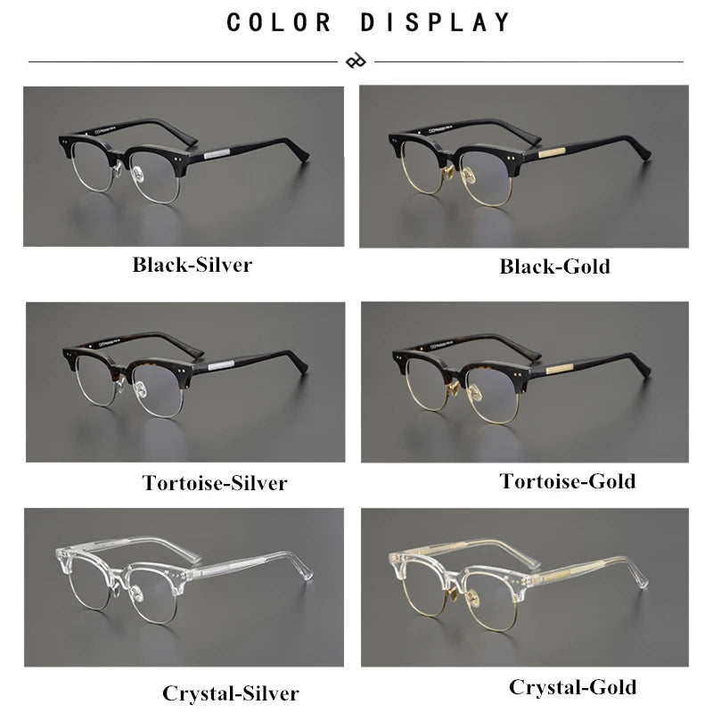 Black Mask Unisex Semi Rim Square Acetate Eyeglasses 15022 Full Rim Black Mask