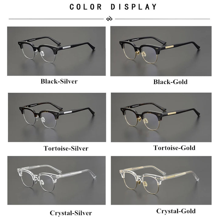 Black Mask Unisex Semi Rim Square Acetate Eyeglasses 15022 Full Rim Black Mask