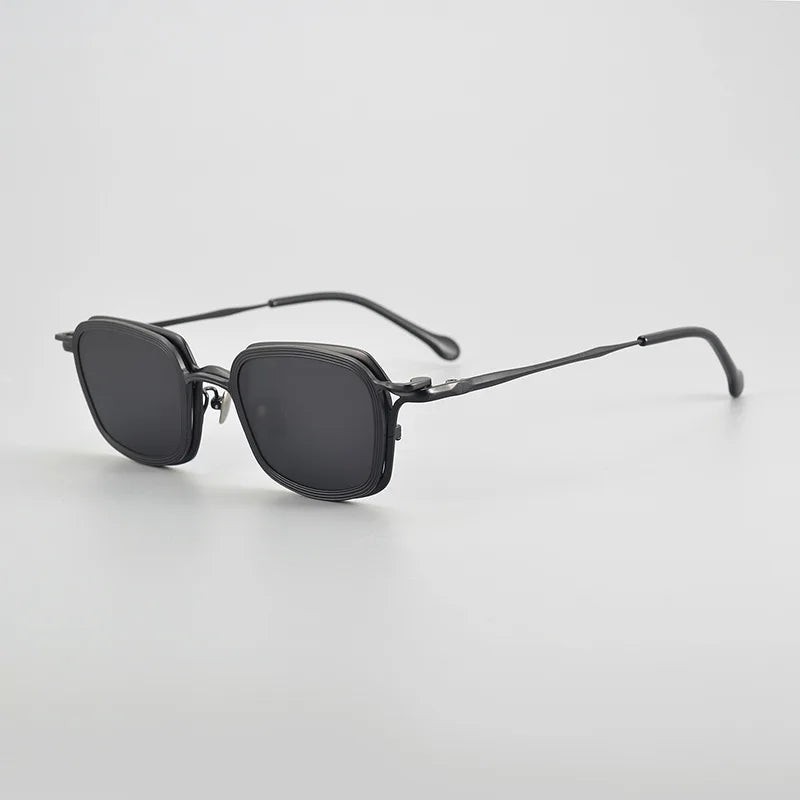 Aror Unisex Full Rim Square Titanium Eyeglasses Clip On Sunglasses 5969