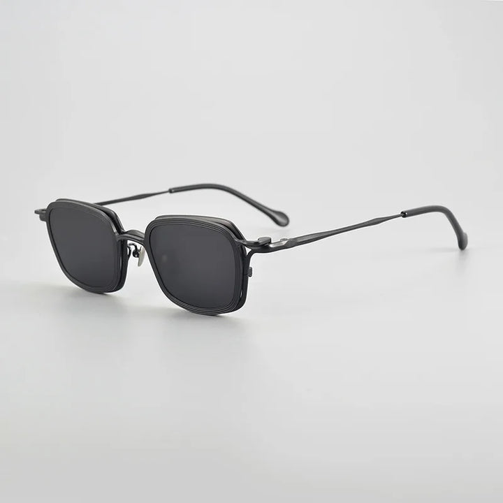 Aror Unisex Full Rim Square Titanium Eyeglasses Clip On Sunglasses 5969