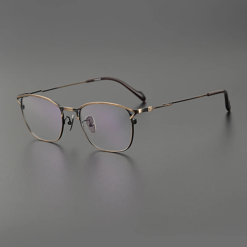 Gatenac Unisex Full Rim Square Titanium Eyeglasses Gxyj1143 Full Rim Gatenac Bronze