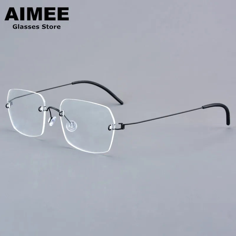 Aimee Women's Rimless Square Screwless Titanium Eyeglasses 62539