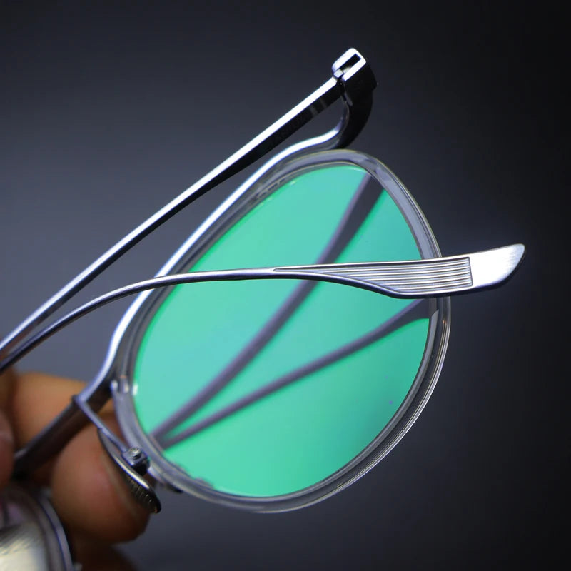 Gatenac Unisex Full Rim Round Titanium Eyeglasses Gxyj-1174 Full Rim Gatenac