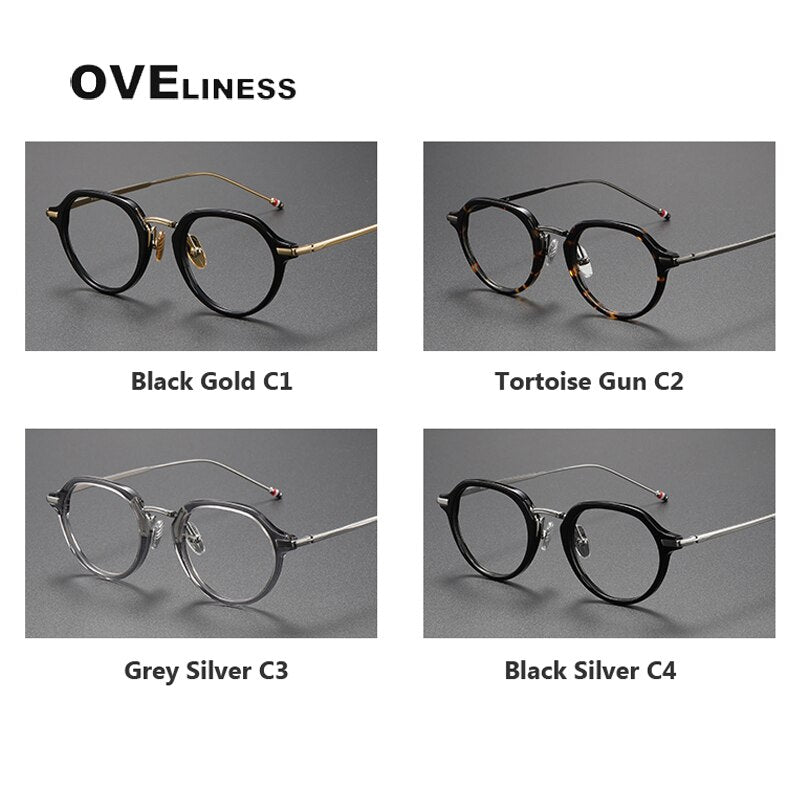 Oveliness Unisex Full Rim Polygon Acetate Titanium Eyeglasses Tbx421 Full Rim Oveliness