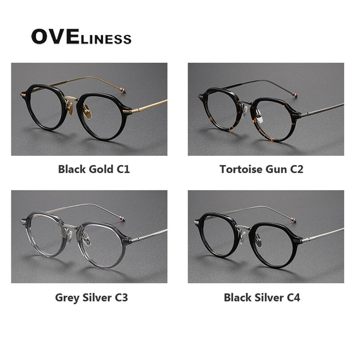 Oveliness Unisex Full Rim Polygon Acetate Titanium Eyeglasses Tbx421 Full Rim Oveliness