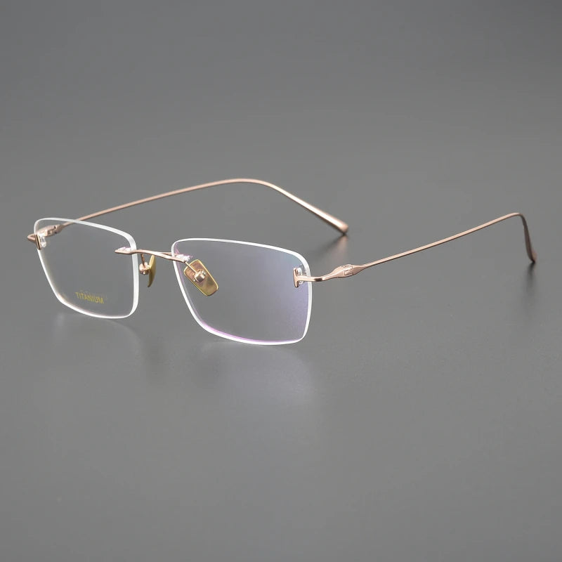 Black Mask Unisex Rimless Rectangle Titanium Eyeglasses Ft5678 Rimless Black Mask Rose Gold