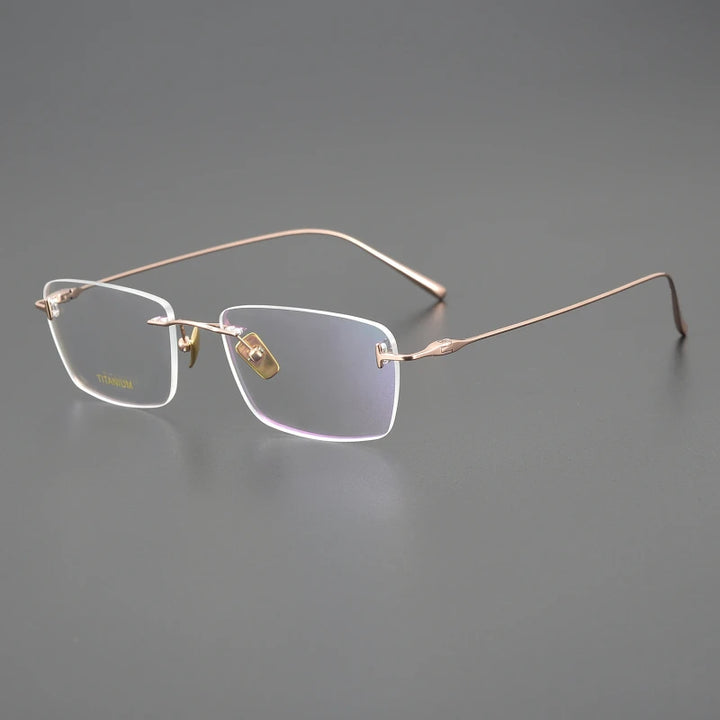 Black Mask Unisex Rimless Rectangle Titanium Eyeglasses Ft5678 Rimless Black Mask Rose Gold