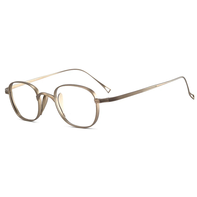 Bclear Unisex Full Rim Oval Titanium Eyeglasses 1019 Full Rim Bclear Gold