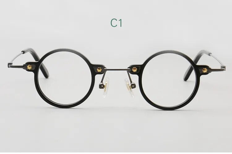 Yujo Unisex Full Rim Small Round Acetate Eyeglasses 3636 Full Rim Yujo C1 China