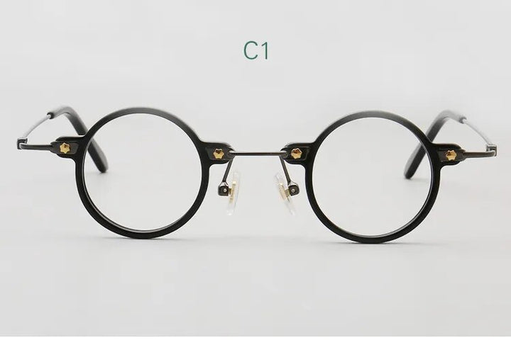 Yujo Unisex Full Rim Small Round Acetate Eyeglasses 3636 Full Rim Yujo C1 China
