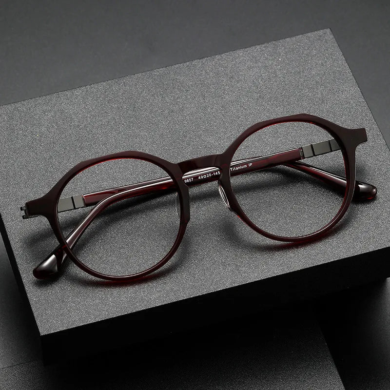 Black Mask Women's Full Rim Polygon Acetate Eyeglasses S9657 Full Rim Black Mask