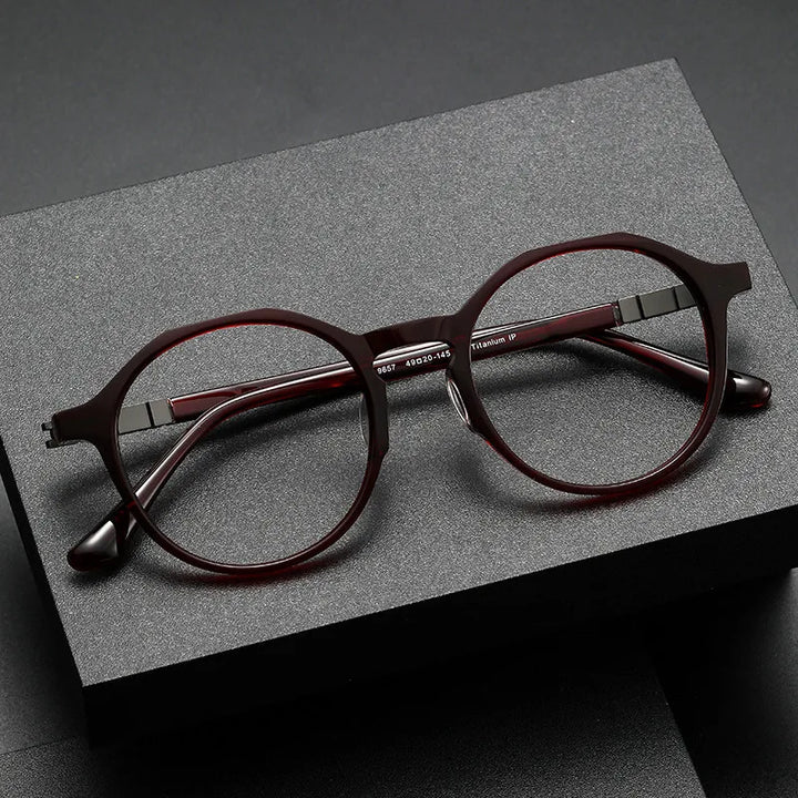 Black Mask Women's Full Rim Polygon Acetate Eyeglasses S9657 Full Rim Black Mask